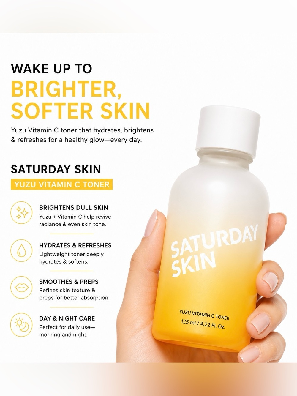Saturday Skin Yuzu Vitamin C Toner — Yellow Gradient Bottle